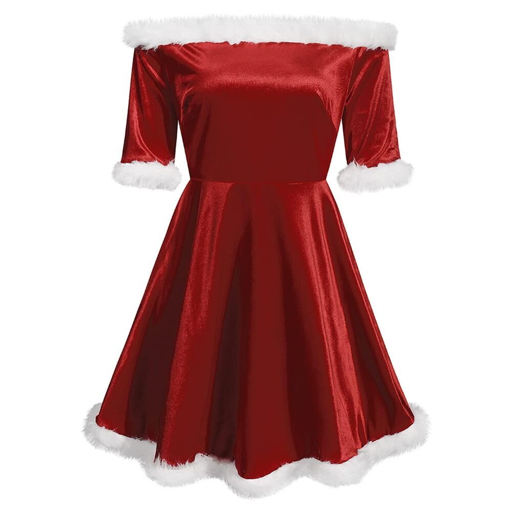 3884 Sexy Santa Costume Mrs. Claus Claus Costume Off Shoulder Christmas